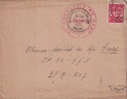 MARNE - MOURMELON LE CAMP - TIMBRE FM ROUGE - CACHET ROUGE 31e COMPAGNIE DE CAMP - LE 24-4-1952. - Cachets Militaires A Partir De 1900 (hors Guerres)