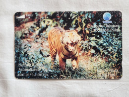 Indonesia-(ID-TLK-S-0188)-Harimau Sumatra-(54)-(01.11.1993)-(100units)-tirage-100.000-used Card+1card Prepiad Free - Indonesië