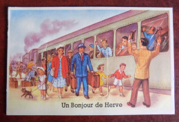 Cpa Un Bonjour De Herve - Carte à Système 1950 - Herve