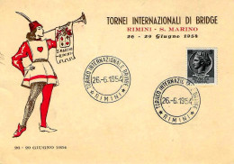 ITALIA ITALY - 1954 RIMINI Torneo Internazionale BRIDGE Su Cartolina Speciale - 4115 - Unclassified