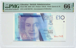 •Q-B• GIBRALTAR 10 POUNDS 2016 • P 36 B • PMG EPQ 66 GEM UNC • QUEEN ELIZABETH II - Gibraltar