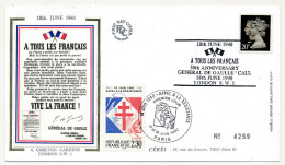 GB Et FRANCE - Env Affr TP Anglais Obl Commémorative Appel Du 18 Juin - Londres - 18/6/1990 + TP Français - De Gaulle (Général)