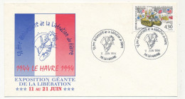 FRANCE - Env Affr 4,30 Hommage Libérateurs - Obl Temp. 50eme Anniversaire Libération Du Havre - 11/6//1994 - Seconda Guerra Mondiale