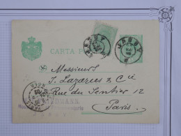 DR9 ROMANIA  BELLE CARTE ENTIER  RR 1902 PETIT BUREAU JASSY A PARIS FRANCE +AFF. INTERESSANT++ - Postal Stationery