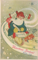 PAPÁ NOEL Feliz Año Navidad Vintage Tarjeta Postal CPSMPF #PKG295.A - Santa Claus