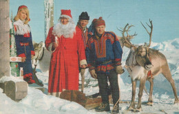 PAPÁ NOEL Feliz Año Navidad CIERVOS Vintage Tarjeta Postal CPA #PKE037.A - Santa Claus