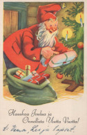 SANTA CLAUS Happy New Year Christmas GNOME Vintage Postcard CPSMPF #PKD375.A - Santa Claus