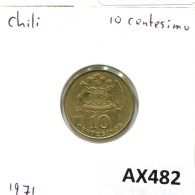 10 CENTESIMOS 1971 CHILE Coin #AX482.U.A - Chili