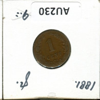 1 CENT 1881 NIEDERLANDE NETHERLANDS Münze #AU230.D.A - 1849-1890 : Willem III