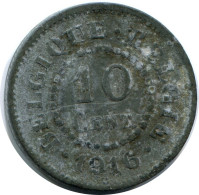 10 CENTIMES 1916 BÉLGICA BELGIUM Moneda #AW969.E.A - 10 Cents