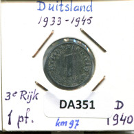 1 REICHSPFENNIG 1940 D DEUTSCHLAND Münze GERMANY #DA351.2.D.A - 1 Reichspfennig