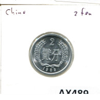 2 FEN 1989 CHINA Coin #AX489.U.A - China