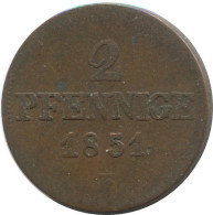 SAXONY 2 PFENNIG 1851 German States #DE10645.16.D.A - Other & Unclassified