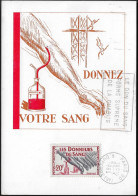 France 1959 Y&T 1220 Sur Carte Maximum. Les Donneurs De Sang. Le Don Du Sang, Forme Suprême De La Charité - Geneeskunde