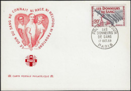 France 1959 Y&T 1220 Sur Carte Maximum. Les Donneurs De Sang. Donnez Votre Sang - Medizin