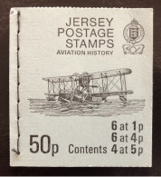 JERSEY, Booklet On « AVIATION HISTORY », « 6 At 1p, 6 At 4p And 4 At 5p (16 Stamps), 1975 - Jersey
