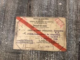 Carte De Libre Circulation Ferroviaire Réseau Du Nord 1924 - Altri & Non Classificati