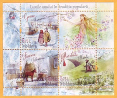 2017  Moldova Moldavie Moldau. Block  "A Month In The Folk Tradition." January. February. March Mint - Moldavia