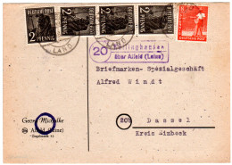 1948, Landpost Stpl. 20 RÖLLINGHAUSEN über Alfeld Auf Karte M. 4+4x2 Pf.  - Covers & Documents