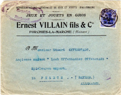 Belgien 1915, 25 C./20 Pf. Auf Firmen Brief V. Forchies-La-Marche N. Bayern. - Besetzungen 1914-18