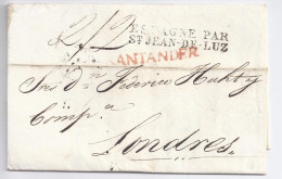 Spanien GB 1829, L1 Santander In Rot Auf Brief Nach London. #136 - Autres & Non Classés