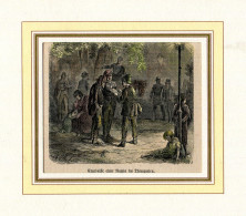 ERGEBNISSE EINER RAZZIA IM THIERGARTEN - Ca. 1860, Colorierter Stich In Paspartou, Groesse Bild 11x9 Cm (L2400) - Stiche & Gravuren