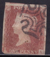 GB Victoria Penny Red Imperf -  Good Used, Washed? Lower Left Corner. - Used Stamps