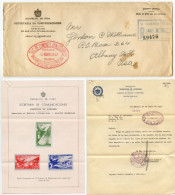 Cuba 1937 Registered Official Cover W/ Letter & Stamp Bulletin; Habana - Secretaria De Comunicaciones To Albany, NY - Storia Postale