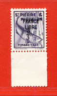 REF101 > SAINT PIERRE Et MIQUELON > FRANCE LIBRE  Taxe N° 66 * * > Neuf Luxe Dos Visible - MNH * * < Cote 1085 € - Morue - Segnatasse