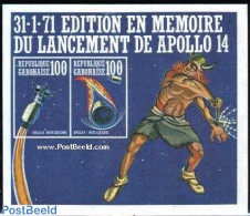 Gabon 1971 Apollo 14 S/s Imperforated, Mint NH, Transport - Space Exploration - Unused Stamps