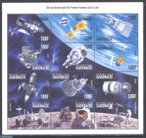 Gabon 1999 Moonlanding, 12x100Fr M/s, Mint NH, Transport - Space Exploration - Unused Stamps