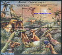 Gabon 2000 Preh. Animals 12v M/s, Tyrannosaurus, Mint NH, Nature - Prehistoric Animals - Neufs