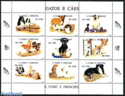 Sao Tome/Principe 1995 Dogs & Cats 9v M/s, Mint NH, Nature - Cats - Dogs - São Tomé Und Príncipe