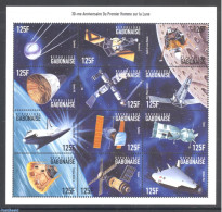 Gabon 1999 Moonlanding 12v M/s, Mint NH, Transport - Space Exploration - Unused Stamps