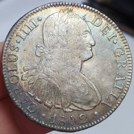 Mexico Spanish Colonial 8 Reales Carol Carolus IIII 1802 Mo FT Original Toning - Mexiko