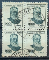 Brazil Regular Stamp RHM 525 Famous Figures Dom Pedro II Monarchy 1966 Block Of 4 Circulated 2 - Oblitérés
