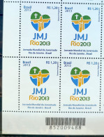 C 3276 Brazil Stamp WYD World Youth Day Religion 2013 Block Of 4 Bar Code - Ongebruikt