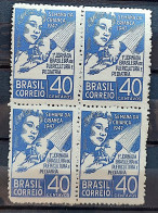 C 234 Brazil Stamp Children's Week Pediatrics Health 1947 Block Of 4 - Nuovi