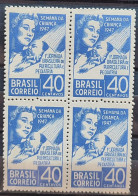 C 234 Brazil Stamp Children's Week Pediatrics Health 1947 Block Of 4 2 - Nuovi