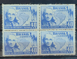 C 230 Brazil Stamp President Harry Truman United States Map 1947 Block Of 4 2 - Nuovi