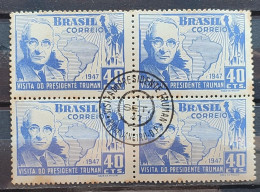 C 230 Brazil Stamp President Harry Truman United States Map 1947 Block Of 4 CPD DF 3 - Nuovi