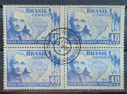 C 230 Brazil Stamp President Harry Truman United States Map 1947 Block Of 4 CPD DF 2 - Nuovi