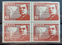 C 228 Brazil Stamp Visit Of The President Of Chile Map Diplomacy 1947 Block Of 4 - Nuovi