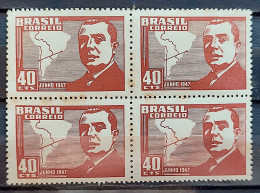 C 228 Brazil Stamp Visit Of The President Of Chile Map Diplomacy 1947 Block Of 4 3 - Nuovi