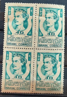 C 227 Brazil Stamp Poet Castro Alves Literature 1947 Block Of 4 1 - Nuovi