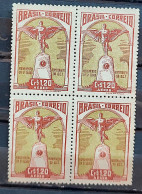 A 62 Brazil Stamp Monument Homage To Santos Dumont France 1947 Block Of 4 - Nuovi