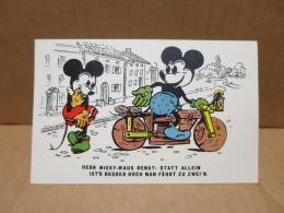 WALT DISNEY Mickey Et Minnie Motocyclette Carte Allemande - Altri & Non Classificati