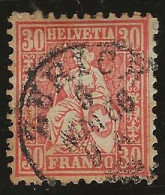 Schweiz   .   Yvert   . 38  (2 Scans)  .  Papier Auf Gummi       .  1862   .    O  .     Gestempelt - Used Stamps