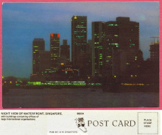 Singapore NIGHT VIEW Of WATERFRONT +/-1974 Vintage, S8224  PUB. BY. S.W. SINGAPORE_UNC_cpc - Singapore