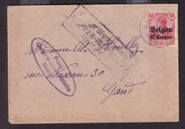 DDGG 319 - Enveloppe WWI TP Germania NAMUR Vers GAND - DOUBLE Censure NAMUR Et GENT - OC1/25 General Government